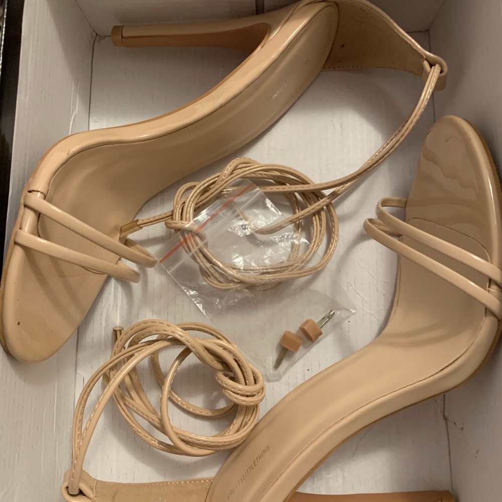 Nude strappy heels